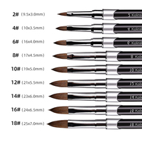 Pincel de Uñas Acrílico Kolinsky 100% Puro, Profesional, para Salón, Ovalado/Plano, Mango Metálico, Pincel para Arte de Uñas con Logotipo Personalizado Disponible