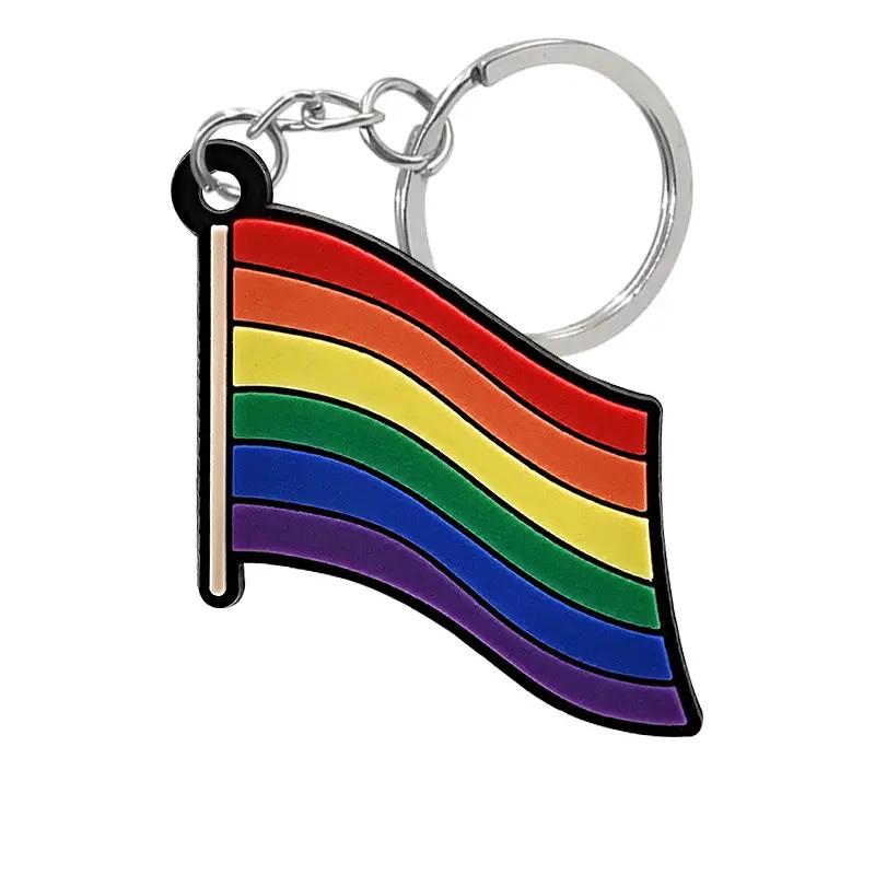 Rainbow Transgender Flag pvc keychain, LGBT Friendship rubber keyring Gay Pride lapel pin jewelry accessories