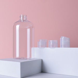 Spot Transparent Luxe <span class=keywords><strong>Minimaliste</strong></span> Cosmétiques Rond Shampooing Corps Lait Presse Flip En Plastique Pompe Tête Bouteilles - Product Image 3