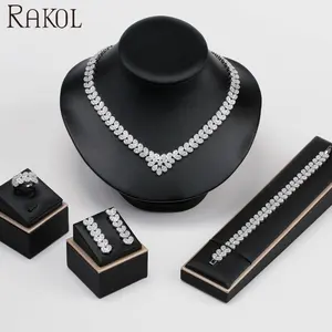RAKOL S500 India roudium perhiasan berlapis 2024 mode sederhana perhiasan pengantin set untuk wanita