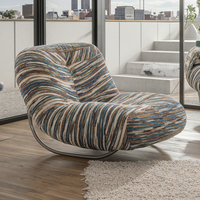 Fauteuil de Salon Design Ergonomique pour Adultes, Confortable et Rembourré en Tissu, Meuble Capitonnée pour Salon et Chambre