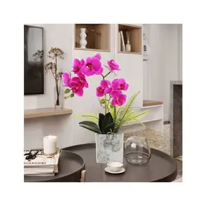 Guangzhou Fashion Cheap Wholesale Silk RED pink White Orchid Flowers Artificial For Home Decor