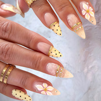Ongles à presser réutilisables 3D en amande française, longueur moyenne, couvrance totale, 24 pièces, en ABS, vente en gros, marque privée, personnalisables