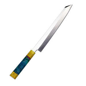 Cuchillo de <span class=keywords><strong>cocina</strong></span> Yanagiba de 270 mm (11 pulgadas) para sashimi, de acero con alto contenido de carbono, color ámbar. - Product Image 3