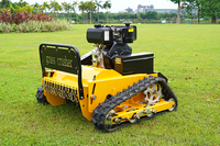 Mesin Pemotong Rumput Robot Mini Bertenaga Diesel Industri 750W*2, Kontrol Jarak Jauh, Desain Beroda Rantai, Kecepatan Maju 0-4km/jam, Lebar Pemotongan