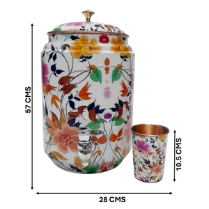 Dispensador de agua de cobre puro y hecho a mano 100% con acabado de calcomanía precio al por mayor de 14 litros - Product Image 3