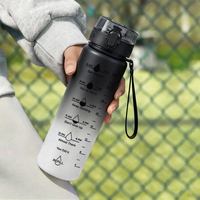 Bouteille d'eau en plastique personnalisée, écologique, anti-fuite, avec bouchon à bouton-poussoir et corde, minimaliste, 1050 ml, pour le fitness, la randonnée et le camping (vente en gros)