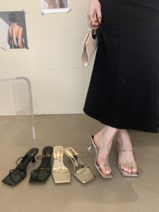 2023 New Open Toe Sandals for Women High Quality Thick Heel Ankle Strap Narrow Band Mesh Cushioning Anti-Slip for Summer - Product Image 2