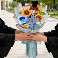 Fournisseur de fleurs au crochet, cadeau d'anniversaire, cadeau de remise de diplôme, bouquet de fleurs au crochet fait main créatif pour enfants