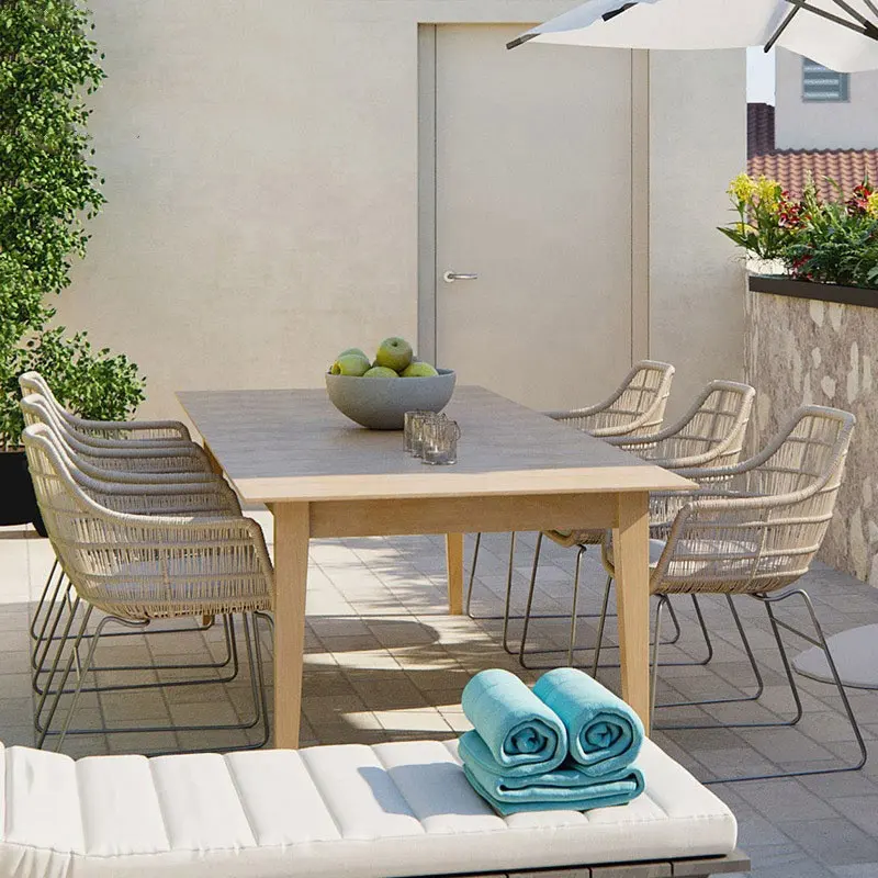 Nordic outdoor rattan leisure table and chairs and garden villa balcony rattan chair group garden furniture