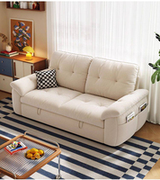 Canapé-lit design simple blanc crème, canapé-lit moderne en tissu, canapé-lit convertible pour salon, canapé-lit double pour la maison et l'appartement