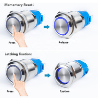 Bouton-poussoir LED métallique 3-6V 12-24V 12/16/19/22mm, bouton d'alimentation étanche, bouton circulaire plat, lumière LED, interrupteur autobloquant