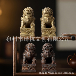 Qi Hang Chinese Style Bronze Lion Figurine Handmade Home Decoration For Living Room Entryway Balcony <b>Ornament</b> - Product Image 1