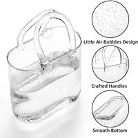 Vase en verre transparent Zhijia en forme de sac à main, avec poignée, pour fleurs/bassin à poissons, vase à bulles à large ouverture pour décoration de mariage, maison et jardin