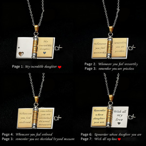 Novirassine - Collar con Colgante de Libro Personalizado <span class=keywords><strong>para</strong></span> Mujer, Acero Inoxidable, Abrible, Joyería con Colgante de Biblia, <span class=keywords><strong>Regalos</strong></span> <span class=keywords><strong>para</strong></span> el Día de la Madre - Product Image 2