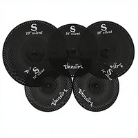 Vansir Ensemble de cymbales en alliage à faible volume 40 cm avec son professionnel noir pour batterie, entraînement, maison, salle de classe