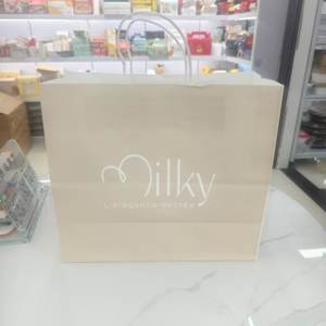 ถุงกระดาษคราฟท์กันไขมัน พิมพ์โลโก้ตามสั่ง เป็นมิตรกับสิ่งแวดล้อม พร้อมหูหิ้วเชือกกระดาษ สำหรับใส่อาหาร ของชำ น้ำตาล ของขวัญ และช้อปปิ้ง - Product Image 2