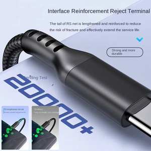 Оптовый кабель <span class=keywords><strong>2</strong></span>-в-1 из нейлоновой оплетки Type-C, быстрое зарядное устройство 60 Вт, USB-C на USB-C для быстрой зарядки мобильных телефонов - Product Image 3