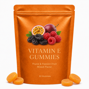 Gummies de vitamine E ODM OEM saveur prune et fruit de la passion, bonbons multivitaminés, emballage personnalisé avec logo disponible - Product Image 1