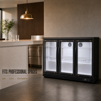 Réfrigérateur commercial à 3 portes vitrées, refroidissement par ventilateur, vitrine réfrigérée pour boissons avec étagères réglables pour restaurant et bar