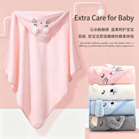Serviette de Bain Bébé en Polaire Corail 80*80cm 250GSM à Motif Animal, Microfibre, avec Capuche, Personnalisable avec LOGO
