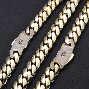 <span class=keywords><strong>Cadena</strong></span> Cubana NUOYA Chapada en <span class=keywords><strong>Oro</strong></span> <span class=keywords><strong>de</strong></span> 14K/18K, Gruesa y Sólida, Joyería Hip Hop con Cierre <span class=keywords><strong>de</strong></span> Diamantes, <span class=keywords><strong>Cadena</strong></span> Cubana <span class=keywords><strong>Plana</strong></span> Estilo Miami <span class=keywords><strong>para</strong></span> Hombres y Mujeres - Product Image 2