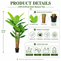 Grand Arbre Bananier Artificiel Hyper-Realiste en PE de 290 cm, Ignifuge et Anti-UV, Idéal pour Anniversaires et Aménagements Paysagers, Vente Directe Usine