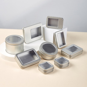 Fenêtre transparente rectangulaire en métal boîte en fer blanc couvercle à vis bocaux de stockage de voyage pour bonbons Arts artisanat pour <span class=keywords><strong>cuisine</strong></span> bureau sac stockage - Product Image 2