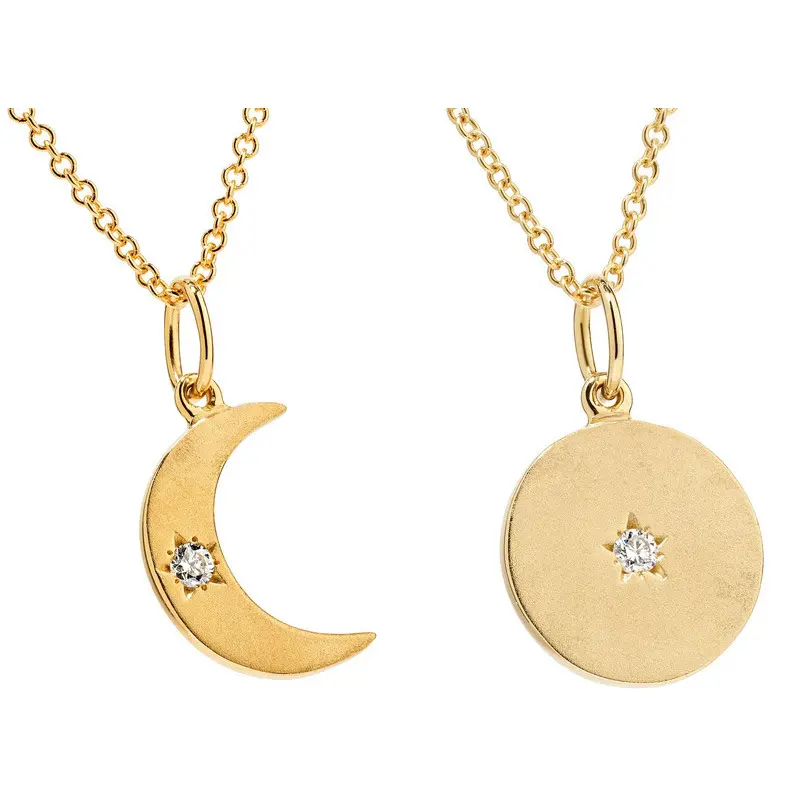 Full Karma Circle New Crescent Moon Phase Pendant Dainty Chain Minimalist Simple Jewelry Mother's Gift
