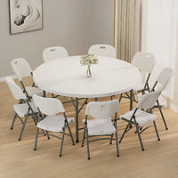 Durable 8-10 Places Solide Blanc 60 "HDPE En Plastique Banquet 5ft Table Pliante Ronde pour Événements et Banquets