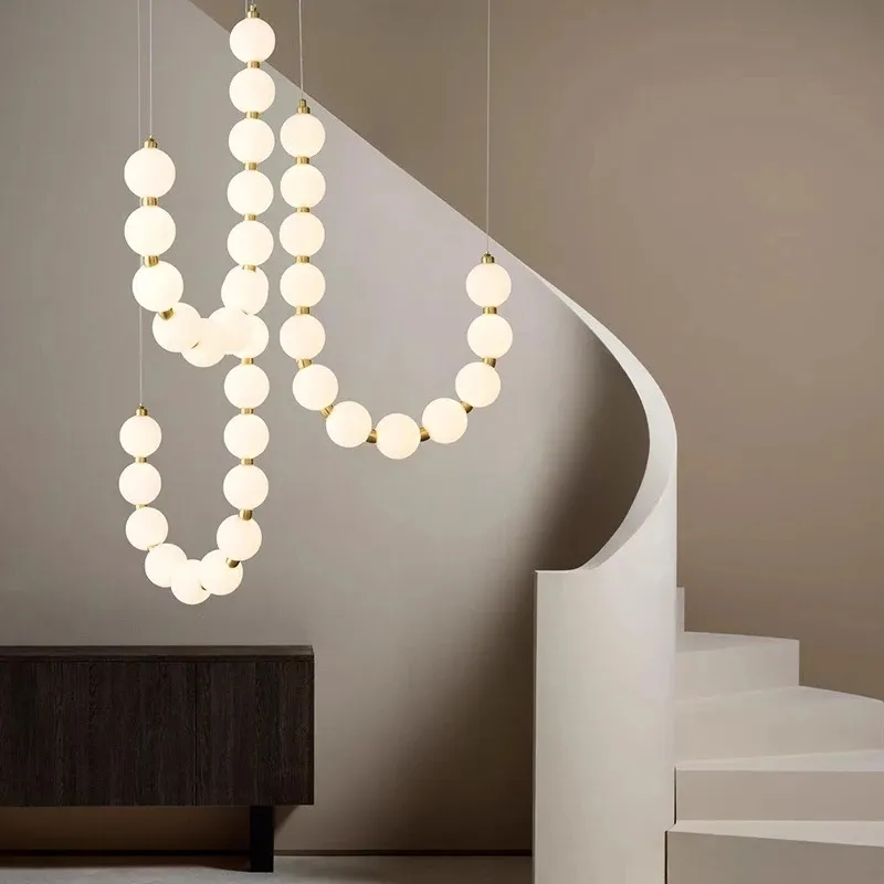 Phòng ăn LED trần mặt dây đèn trong nhà nội thất chiếu sáng Trần đèn phòng ngủ hiện đại trang trí vòng cổ ngọc trai đèn chùm