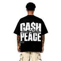 T-shirt imprimé noir surdimensionné en coton 100% pour homme, style streetwear de luxe, tricoté uni, avec logo personnalisé DTG, épaules tombantes, collection été