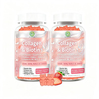Gummies de collagène, biotine, kératine, acide hyaluronique, zinc et sélénium pour cheveux, peau, ongles et articulations, 60 gummies sans gélatine, sans gluten, OEM ODM