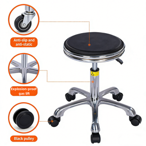 Chaise de <span class=keywords><strong>laboratoire</strong></span> ergonomique réglable en cuir ESD avec repose-pieds et roulettes - Product Image 5