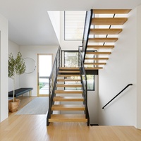 CBMMart-Escalier d'intérieur flottant avec marches en chêne blanc et limon invisible, design moderne et droit pour la décoration intérieure