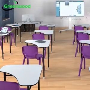 Bureaux scolaires modernes modulaires en stratifié compact HPL, écologiques et durables, design emboîtable, couleurs personnalisées, bois vert pour salon - Product Image 5