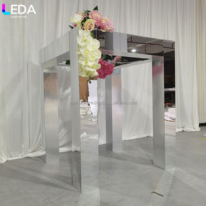 LEDA Centres de table en argent de haute qualité Support pour gâteau Arche fleurie Route Toile de fond pour mariage - Product Image 1