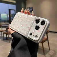 Coque de téléphone en cuir TPU à imprimé floral doux pour iPhone 17 Air 16 14 15 Pro Plus 18 13 12 11 Pro Max XR XS MAX
