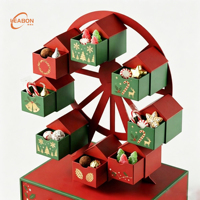 Calendrier de l'Avent Roue Ferris Leabon, Boîte en Papier Rouge, Vert et Or avec Tiroirs en Feuille d'Or pour Compte à Rebours des Fêtes, Cadeau de Noël, Vente en Gros Direct Usine