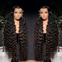 Perruques Lace Front 13x4 en cheveux humains vierges brésiliens bruts, densité 250, 40 pouces, bouclées Deep Wave, sans colle, avec dentelle frontale HD 13x6