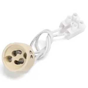 Portalampada in ceramica GU10 bianco, resistente ed elegante, ideale per l'illuminazione decorativa in case e negozi. - Product Image 1