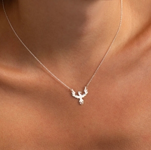 Dainty 18k Plaqué Or <span class=keywords><strong>Phoenix</strong></span> Rising Collier Fantaisie Oiseau Collier Haute Poli Charme Bijoux <span class=keywords><strong>Phoenix</strong></span> Oiseau Bijoux - Product Image 2