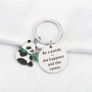 Llavero de Acero Inoxidable con Colgante de Panda Gigante de Dibujos Animados Comiendo Bambú, Divertido y Lindo, Éxito de Ventas Transfronterizo - Product Image 5
