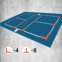 Marqueur de terrain de pickleball plat et durable pour le divertissement et l'entraînement, en silicone et fibre de verre, couleurs rouge/orange/jaune