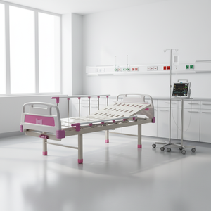 Letto Ospedaliero Rosa/Blu a 1 Manovella con Regolazione Schienale, Sponde Pieghevoli in Alluminio per Posizionamento Sicuro, per Reparto Pediatrico e Maternità KZA016 - Product Image 2