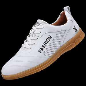 Chaussures bateau en cuir pour homme Pluvdcy, bout rond, lacets, semelle en caoutchouc respirante, toutes saisons - Product Image 3