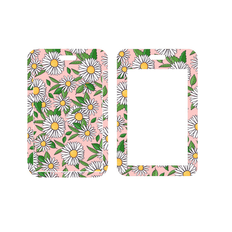 Porte-cartes marguerite fond rose
