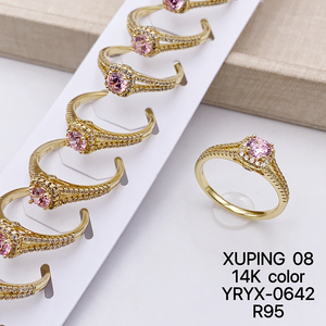 Joyería XUPING al por Mayor, Anillo de Compromiso y Boda para <span class=keywords><strong>Mujer</strong></span>, Chapado <span class=keywords><strong>en</strong></span> <span class=keywords><strong>Oro</strong></span> de 14K, con Piedras de Colores, Estilo Moderno, Color Rosa - Product Image 6