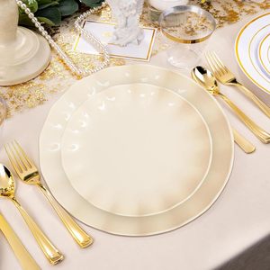<span class=keywords><strong>Assiette</strong></span> <span class=keywords><strong>plate</strong></span> ondulée multicolores, <span class=keywords><strong>assiette</strong></span> de présentation pour hôtel, <span class=keywords><strong>assiette</strong></span> jetable en <span class=keywords><strong>plastique</strong></span> pour fête de famille, 10,25 pouces/7,5 pouces, moderne - Product Image 1