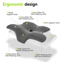 Oreiller cervical ergonomique pour soulager les douleurs au cou et aux épaules, en mousse à mémoire de forme, pour dormeurs latéraux, avec housse respirante en soie glacée